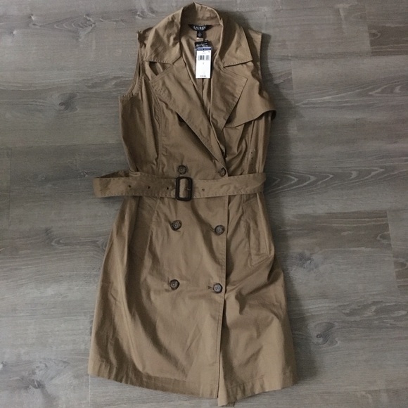 NWT Lauren Ralph Lauren Micro-Sanded Twill Button Sleeveless Dress - Picture 5 of 16